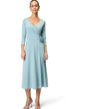 Zero Midikleid mit Stoffblüte Wickeldesign - Blau