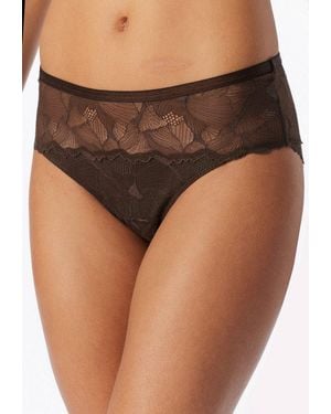 Schiesser Brasilslip Unique Premium Mit Wunderschöner, Femininer Alloverspitze - Braun