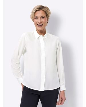 Sieh an! Klassische Langarm-Bluse - Weiß