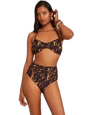 Love & Roses Highwaist-Bikini-Hose Bauchformende Hochbund-Bikinihose (1-St) - Braun