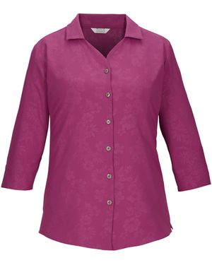Killtec Funktionshemd KOS 62 WMN WVN SHRT Schnelltrocknende Bluse mit floralem Print und Rückenraffung - Lila