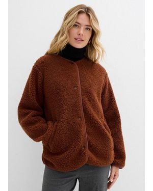 bonprix Fleecejacke Mit Teddy-Fleece, Oversize-Passform, Hüftbedeckende Länge - Braun