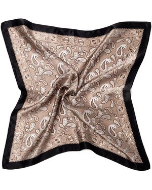 MayTree Seidentuch quadratisch, Paisley mit Rand, 53x53 cm, Nickituch, Bandana-Schal - Braun
