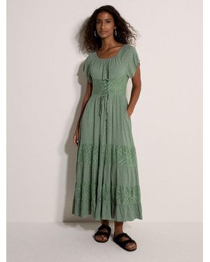 Apricot Spitzenkleid Korsett-Maxikleid Mit Spitzendetails - Grün