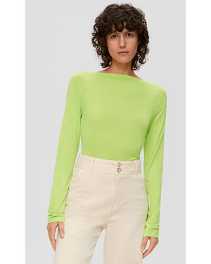 S.oliver Langarmshirt Slim Fit-Longsleeve aus Lyocellmix - Grün