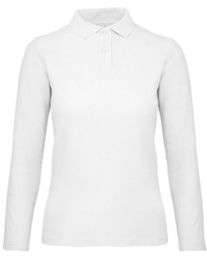 Bc Langarm-Poloshirt Long Sleeve Polo ID.001 / 100 % Baumwollpiqué - Weiß
