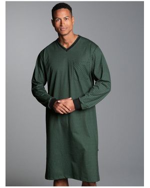 Trigema Pyjama Nachthemd mit Allover-Retro-Print (1 tlg) - Grün