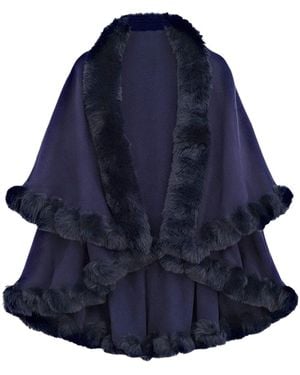 Refttenw Poncho Cardigan-, Cape-,Strickponcho,Warmer Schal - Blau