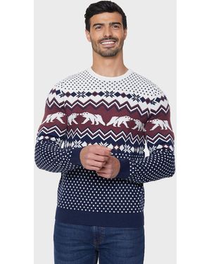 Threadbare Rundhalspullover Polar Walk (1-tlg) im tollen Weihnachts-Look - Blau