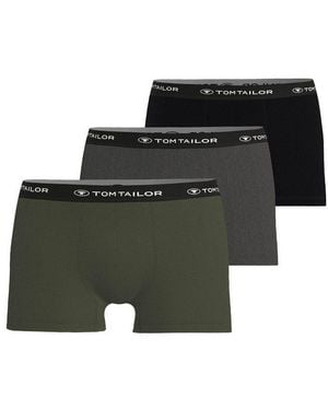Tom Tailor Boxershorts Buffer (3Er Pack) Weich, Bequem, Basic, Eng, Logobund, Baumwollmix - Grün