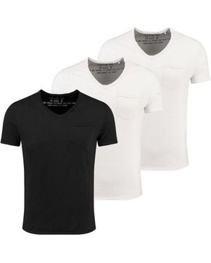Key Largo T-Shirt Water vintage Look uni Basic MT00780 V-Ausschnitt unifarben kurzarm slim fit - Weiß