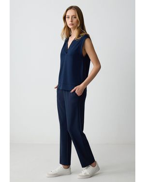 Jimmy Key Strickhose Mit Normalem Bein Hoher Taille Und Entspannter Passform - Blau