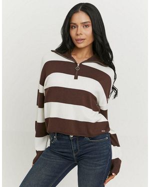 Tally Weijl Strickpullover Spuvicoline Viskosemischung, Mit Troyer-Kragen - Blau