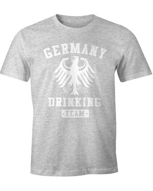 MoonWorks Deutschland T- Germany Drinking Team Bier Adler Fun-Shirt ® mit Print - Grau