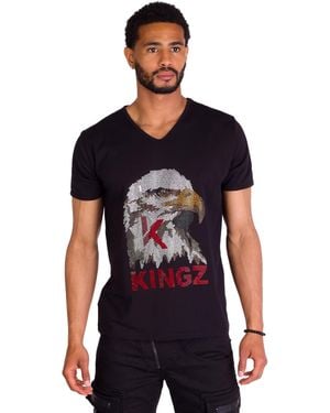 KINGZ T-Shirt mit Adlerkopf in SLIM-FIT - Schwarz