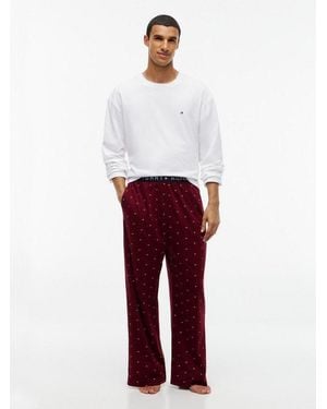 Tommy Hilfiger Pyjama Ls Jersey Logo Pj Set Print - Rot