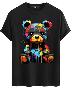 Rmk T- kurzarm Shirt Basic Rundhals mit Teddybä Bär - Grau