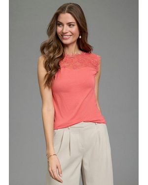 Laura Scott Tanktop Mit Edler Zierborte - Rot