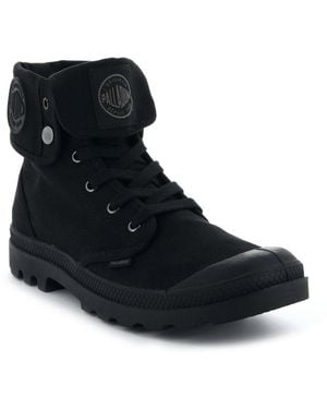 Palladium Baggy Schnürboots Schnürstiefel Aus Canvas, Umklappbarer Schaft - Schwarz