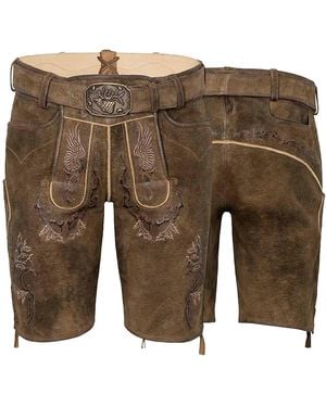 Spieth & Wensky Trachtenlederhose 253 Weikhard Trachtenhose Lederhose kurzhose mit Gürtel Ziegenvelour - Grün