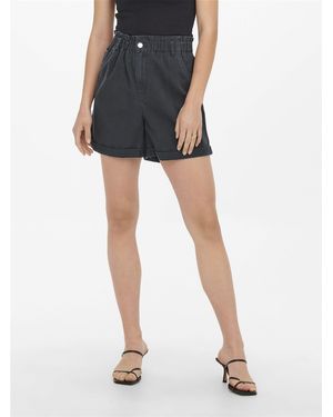 Jacqueline De Yong Jeansshorts Lässige Jeans Kurze Paperbag Bermuda Hose - Schwarz