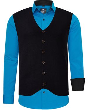 Rusty Neal Langarmhemd mit Weste - Blau