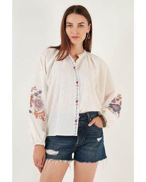 LELA Kurzarmshirt Regular Fit - Weiß