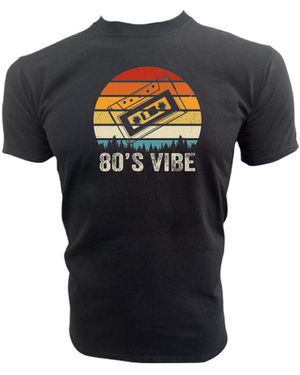 Paulgos Print- T-Shirt "Retro 80 ́s vibes - Schwarz