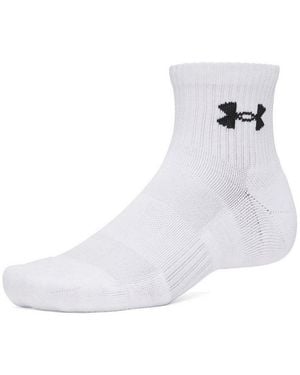 Under Armour Sportsocken Ua Performance Cotton 3P Qtr (Packung, 3-Paar) Für Vielseitige Einsätze, Mit Strategischen Netzstoffeinsätzen - Weiß