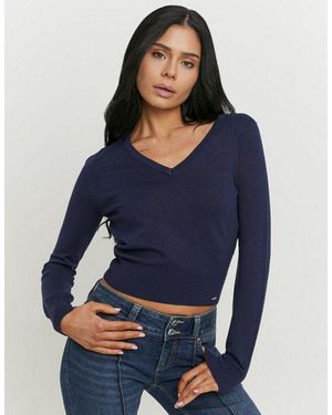 Tally Weijl Strickpullover Spuvismarti Viskosemischung, Basic, Kürzer Geschnitten - Blau