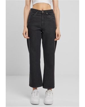 Urban Classics /-Hose Ladies Cropped Straight Leg Denim Pants Jeans 3/4 - Schwarz