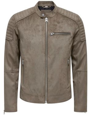 Only & Sons Lederimitatjacke - Grau