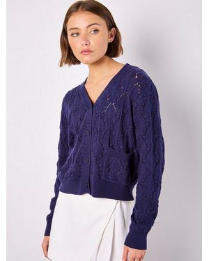 Apricot Cardigan Pointelle-Strickjacke - Blau