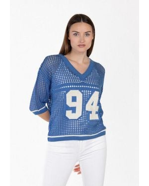 Key Largo Rundhalspullover Wkn Pier V-Neck (1-Tlg) - Blau