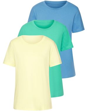 Beachtime Shirt mit modischem Schlitz am Saum (3er-Pack) aus hochwertiger Baumwoll-Qualität - Blau