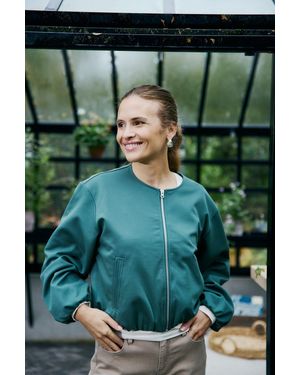Freequent Blouson FQNANNI-JACKET ohne Kragen, mit Reißverschluss - Grün