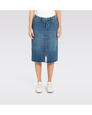 M·a·c Midirock MIDI SKIRT fringe im Five-Pocket Style - Blau