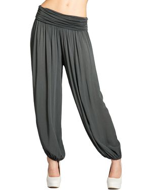 Caspar Stoffhose KHS035 leichte Sommer Haremshose mit hohem Stretch Bund - Grau