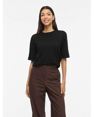 Vila Kurzarmpullover Vimalu O-Neck 2/4 Knit Top-Noos - Schwarz
