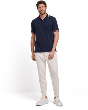 FALKE Poloshirt Essential Polo Detail (-tlg., 1) aus hochwertiger Pima-Baumwolle - Blau