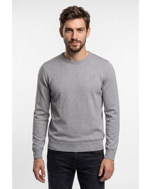 Lerros Rundhalspullover Mit Kleiner Logostickerei - Grau
