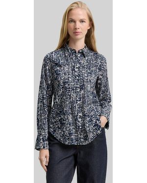Tom Tailor Langarmbluse Blusen & Shirts Hemdbluse Mit Muster - Blau