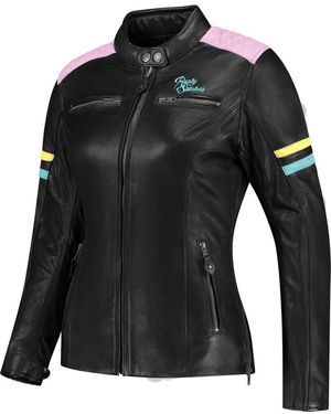 Rusty Stitches Motorradjacke Joyce V2 Motorrad Lederjacke protektoren herausnehmbares reißverschluss - Schwarz