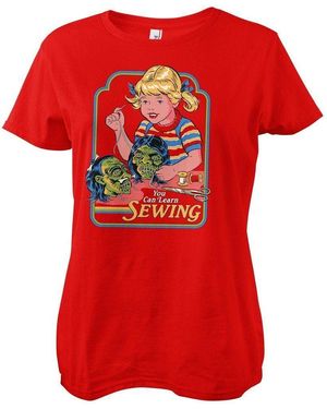 Steven Rhodes T-Shirt You Can Learn Sewing Girly Tee - Rot