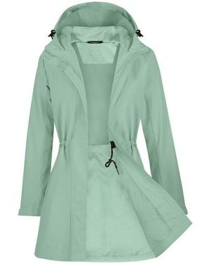 ATLASLAVA Regenjacke Damen Lang Softshelljacke Regenmantel (1-St) Frauen Trenchcoat Windbreaker Leichte Übergangsjacke Mantel - Grün