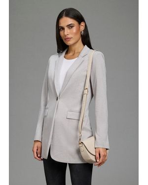 Laura Scott Sweatblazer Melierte Optik, Mit Reverskragen, 1-Knopf-Form, Mit Pattentaschen - Grau