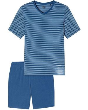 Schiesser Shorty Long Life Soft Schlafanzug kurz - Blau
