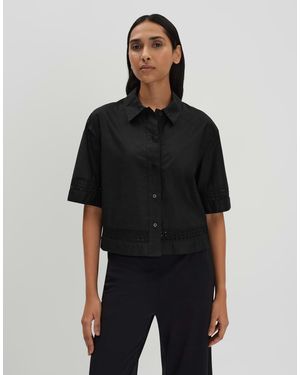 someday. Spitzenbluse ZERIE Loose aus Popeline mit femininen Details - Schwarz