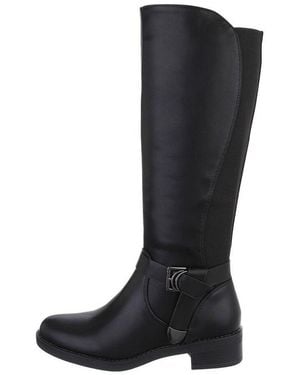 Ital-Design Damen Freizeit Stiefel (85757826) Blockabsatz Flache Stiefel - Schwarz