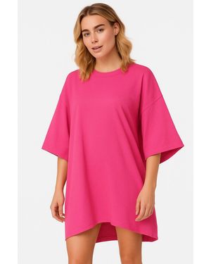 Worldclassca Oversized Lounge UNI T-Shirt lang Tee Sommer Oberteil - Pink